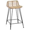 Bar Stool Set of 2 Natural 44 X 45 X 76 Cm Rattan and Steel