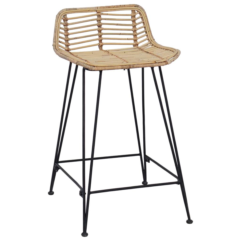 Bar Stool Set of 2 Natural 44 X 45 X 76 Cm Rattan and Steel