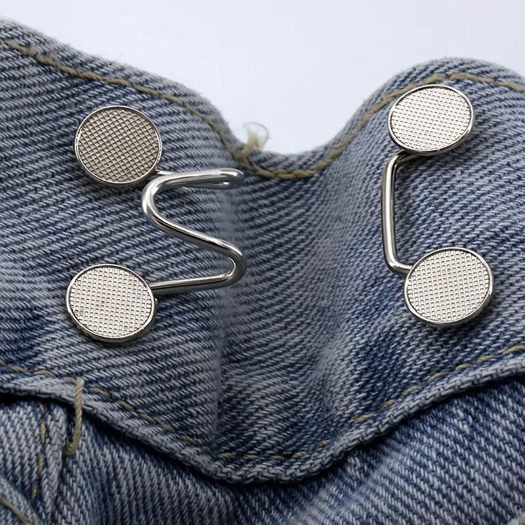 2pcs/Set Extender Button Adjustable Waist Buckle Set Jean Button Pins Perfect Fit Instant for Tighten Waist Jeans No Sewing But