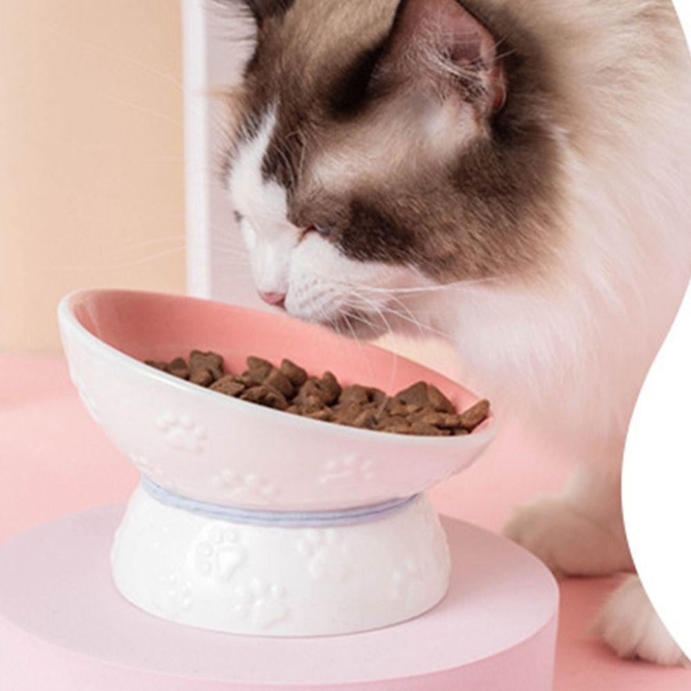 Ceramic Cat Bowl Creative Dog Food Feeding Basin Anti Knock Pet High Foot Bowl  Neck Protection