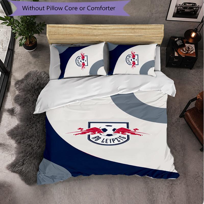 RB Leipzig Football 3 Piece Bedding Set Soft Duvet Cover Set with Pillowcases Printed Bedroom Decor Set for Home