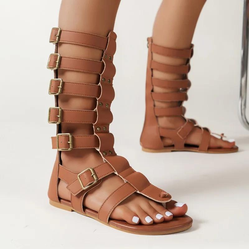2025 New Plus Size Women's Sandals Luxury Flip Flops Sandals Elegant Designer Flats Boots Summer Casual Comfortable Shoes Ladies