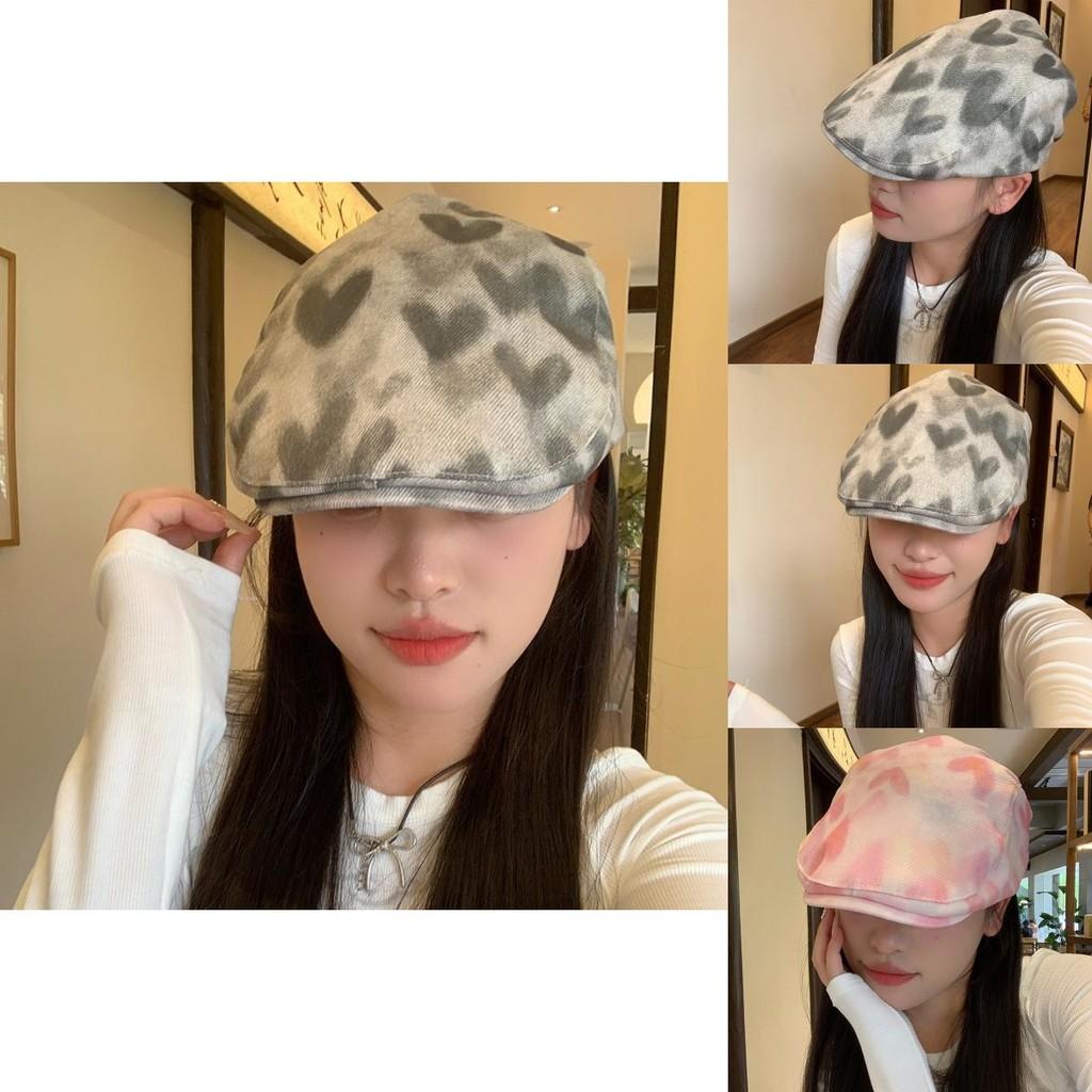 Trendy Korean Style Tie-dye Heart Artistic Bucket Hat For Women Adjustable Sun Protection