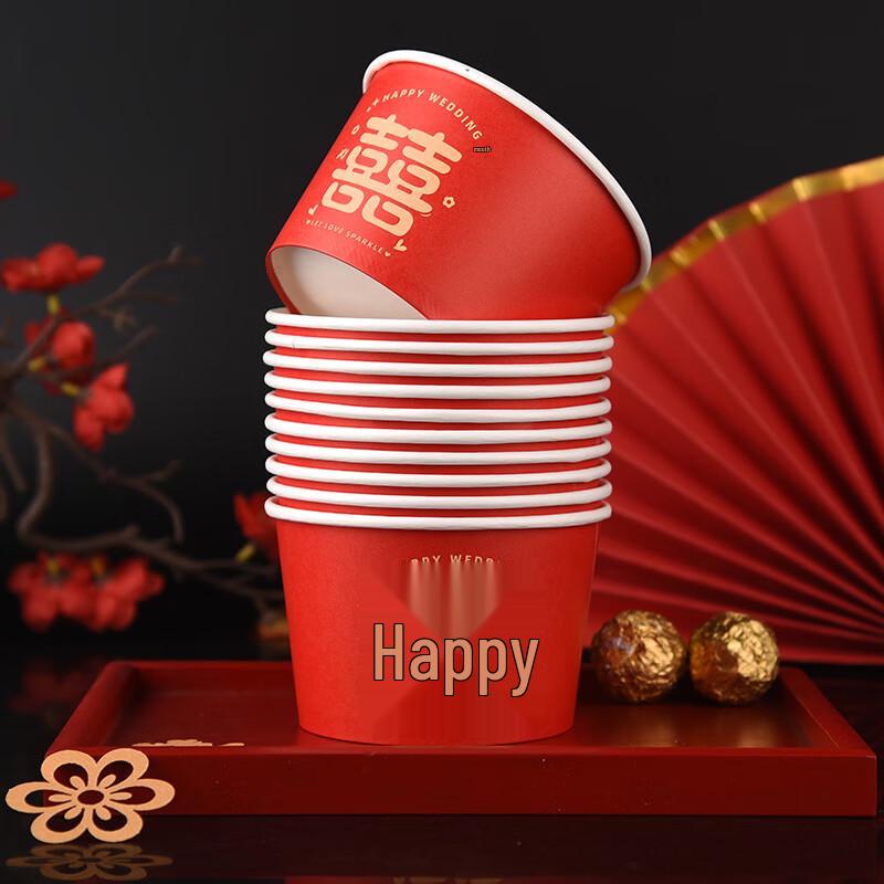 Yu De Feng Extra Thick Disposable Red Wedding Bowls (100-Pack)