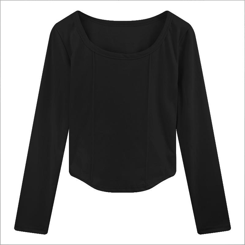 Tricou cu mânecă lungă German Vel pentru femei în toamnă și iarnă cald și acoperit cu blană, cămașă scurtă de bază interioară, top slim-fit