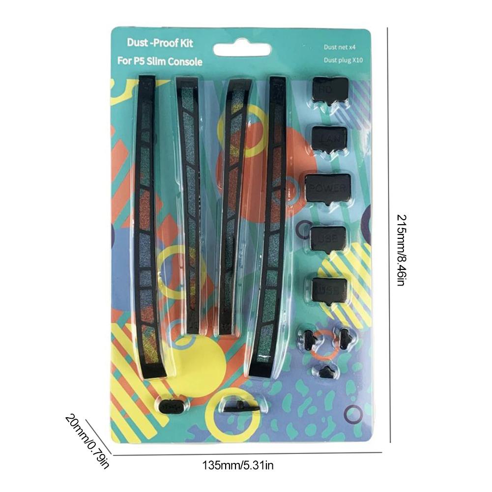 12 in 1 Silicone Dust Plugs Set Anti-dust Cover Port Plugs for PS5 Slim for Playstation 5 Slim Console Accessories Pack