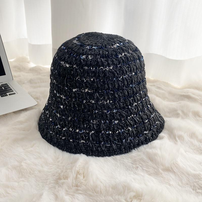 Fashionable Round Top Short Brim Knit Hat For Women Sun Protection Breathable Pink Black Khaki Blue Rose Beige