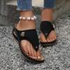 Large Size Summer New Toe Wedge Heel Fashion Laser Rivet Flip-flop Sandals Women