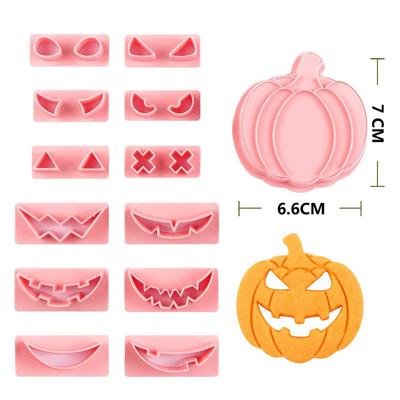 13Pcs/Set Halloween Cookie Cutters Fondant Cake DIY Pumpkin Face Biscuit Embosser Stamp Cookie Mold Halloween Baking Pastry Tool