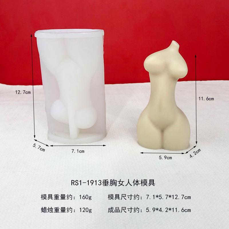 Halvkropp Kvinne Stearinlys Silikonform DIY Enkel Abstrakt Menneskekroppskunst Ornament Resin Silikonform Gipsform Såpeform
