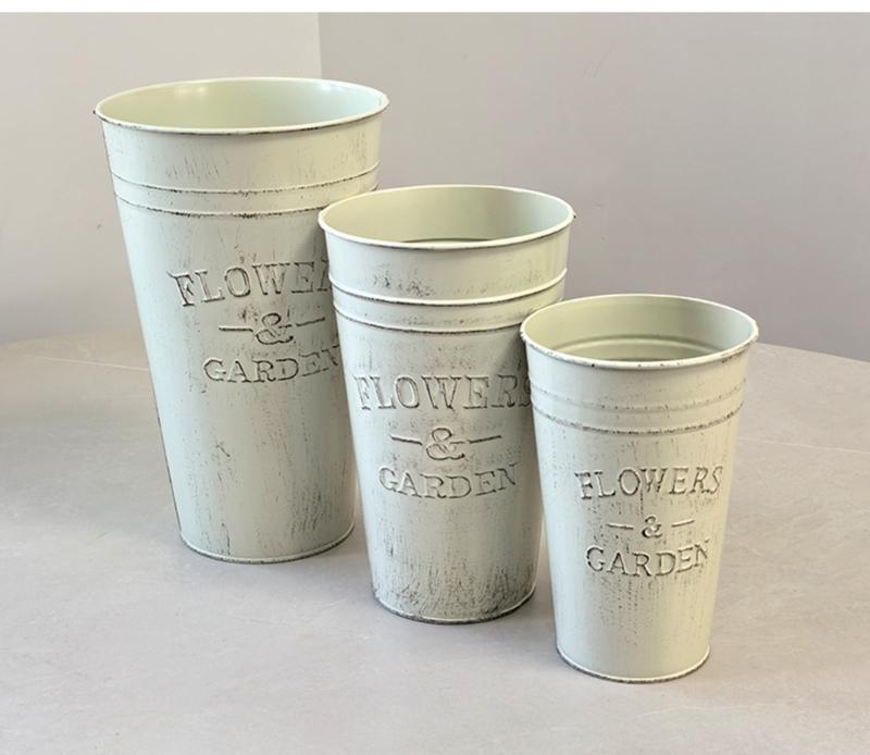 Galvanized Flower Bucket Rustics Tin Metal Vases for Flower Farmhouse Decorative Flower Bucket Vases Tin Flower Holders