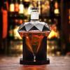 1000ml Whiskey Decanter Glass Diamond Wine Bottle with Wooden Holder Airtight Stopper Suitable for All Kinds of Alcohol Gift