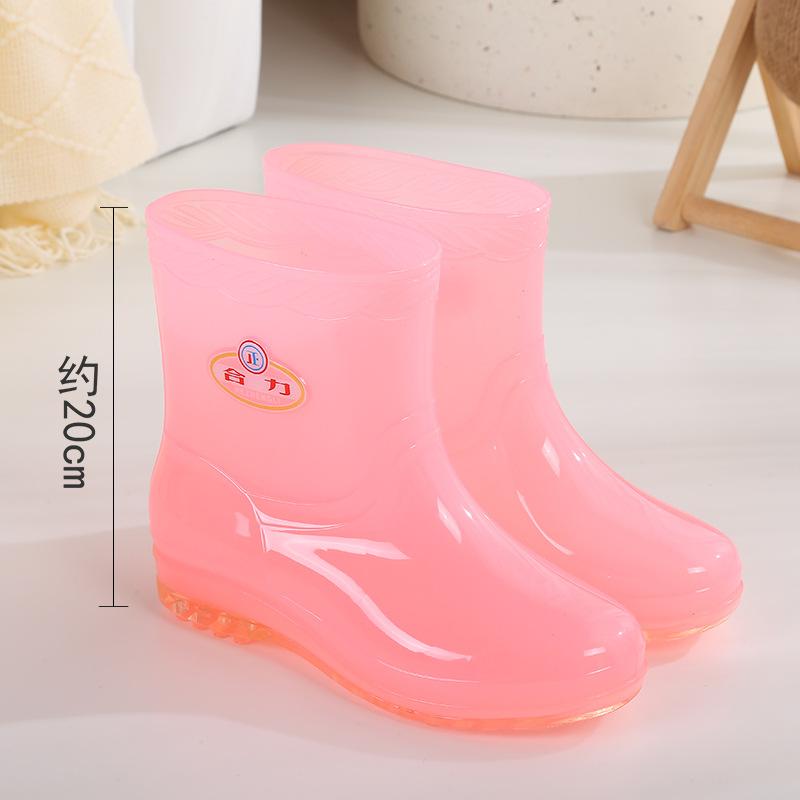 Long rain boots women's fashion rain shoes women's adult no lining high tube waterproof shoes quick-drying rubber shoes summer