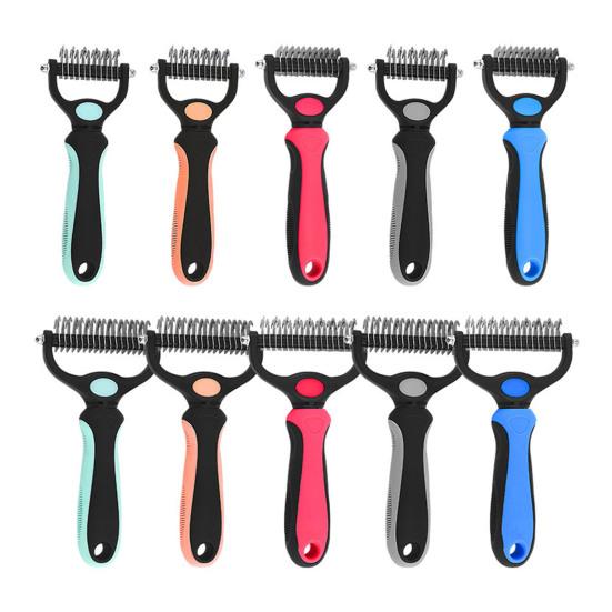 Pet Deshedding Brush Double-Sided Undercoat Rake for Dogs Cats Extra Wide Pet Shedding And Dematting Comb for Grooming