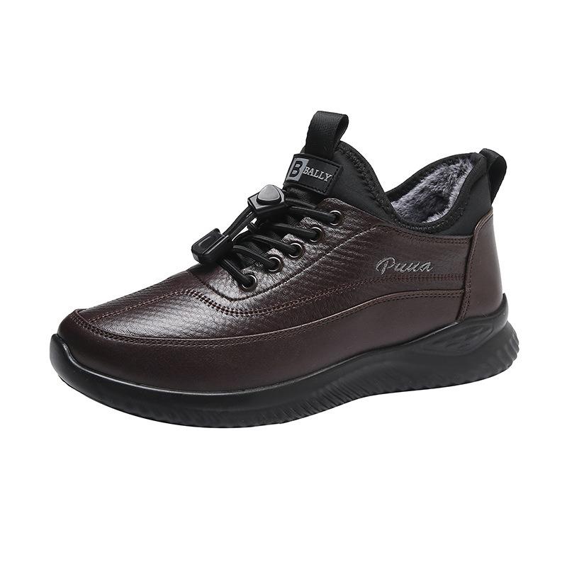 Old Beijing Cloth Shoes Winter Men's Cotton Shoes Thickened Warm and Comfortable Dad Sports Shoes Flat Bottom Non-slip Medium and Old Cotton Drag