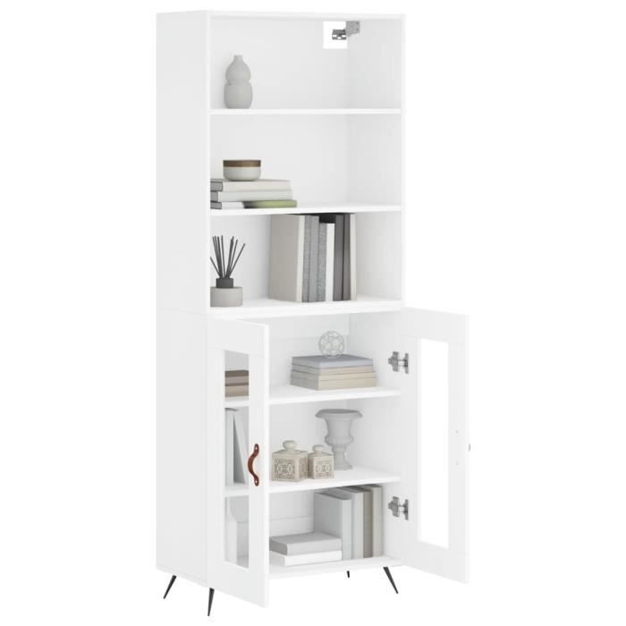 VidaXL Buffet haut Blanc 69,5x34x180 cm Bois d'ingénierie 3189285