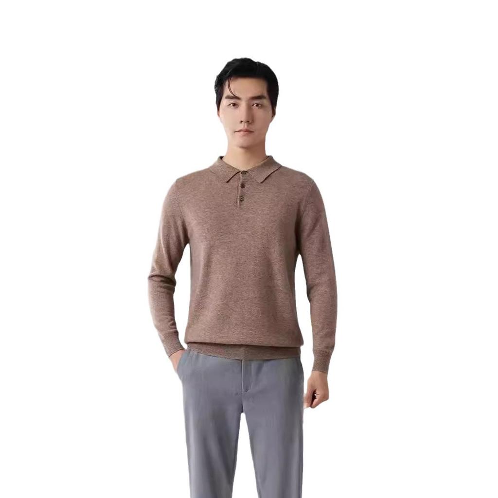 New cashmere sweater polo neck loose sweater lapel neck wool sweater knitted sweater