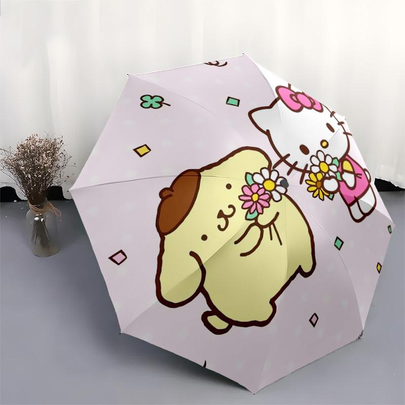 1pc Hello Kitty Pompompurin Flowers Friendship Umbrella with Plastic Handle,Suitable for All Seasons Home Travel Outdoor UmbrellaSanlio565