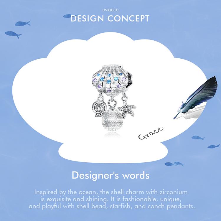 Bamoer 925 Sterling Silver Delicate Shell Pearl Pendant Fit DIY Charms Bracelet & Bangle Summer Beach Series Charms Fine Jewelry