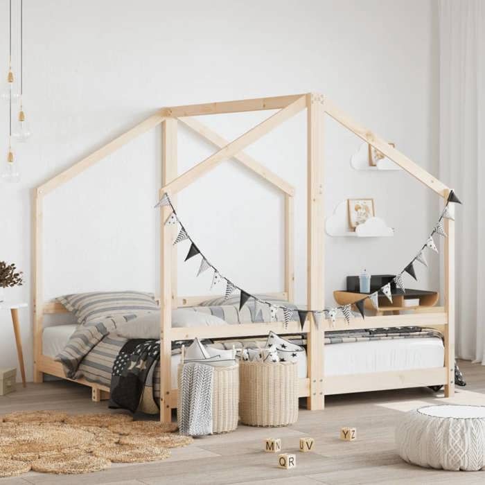 VidaXL Bed Frames for Children, Double Bed for Children, Indoor Bedroom House Bed, Modern, Brown 2x(80x160) Cm 3200595