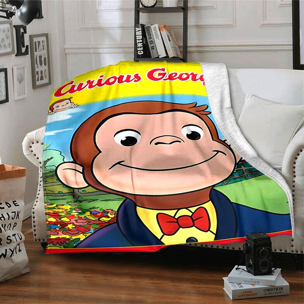 1pc Curious George (6) Blanket, Gift, for Men and Women, Soft Blanket, Good for Sofa Bed Couch Travel, Lightweight Flannel Blanket
