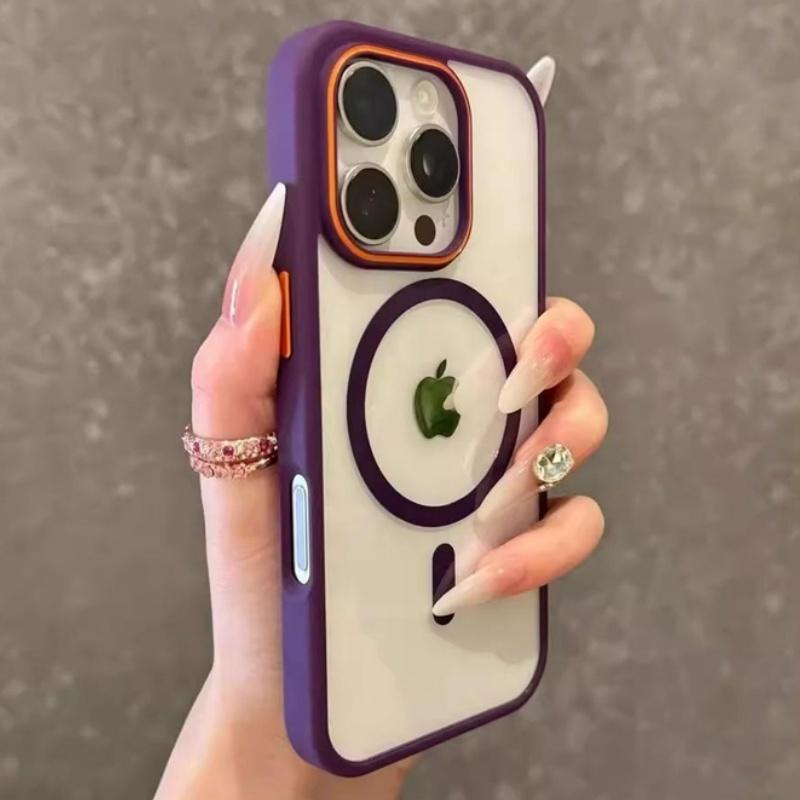 Luxury Magnetic Wireless Charging Transparent Phone Case For 11 12 13 14 15 16 17 Pro Max Air Plus Magsafe Bumper Cover