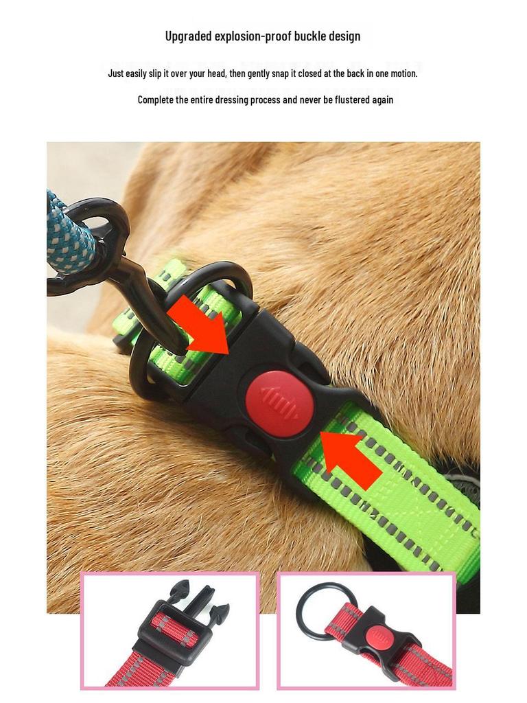 Regulowana, odblaskowa, oddychająca obroża spacerowa dla psa z siatki o strukturze plastra miodu