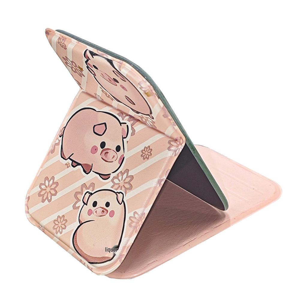 Compact Mini Square Gilded Folding Makeup Mirror with Magnification