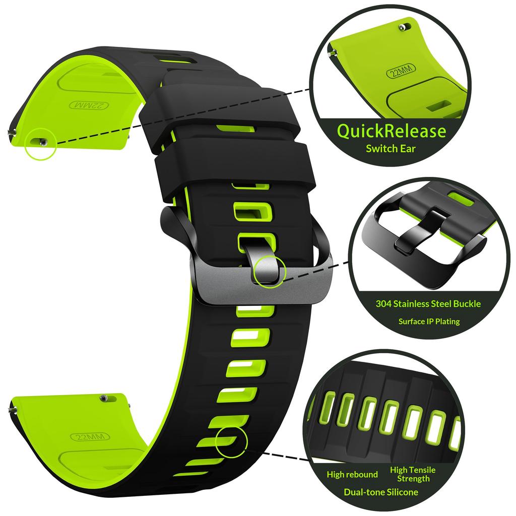 22mm Dual Color Silicone Strap for Huawei Watch GT 6/5/5 Pro/4 46mm Quick Release Watch Band