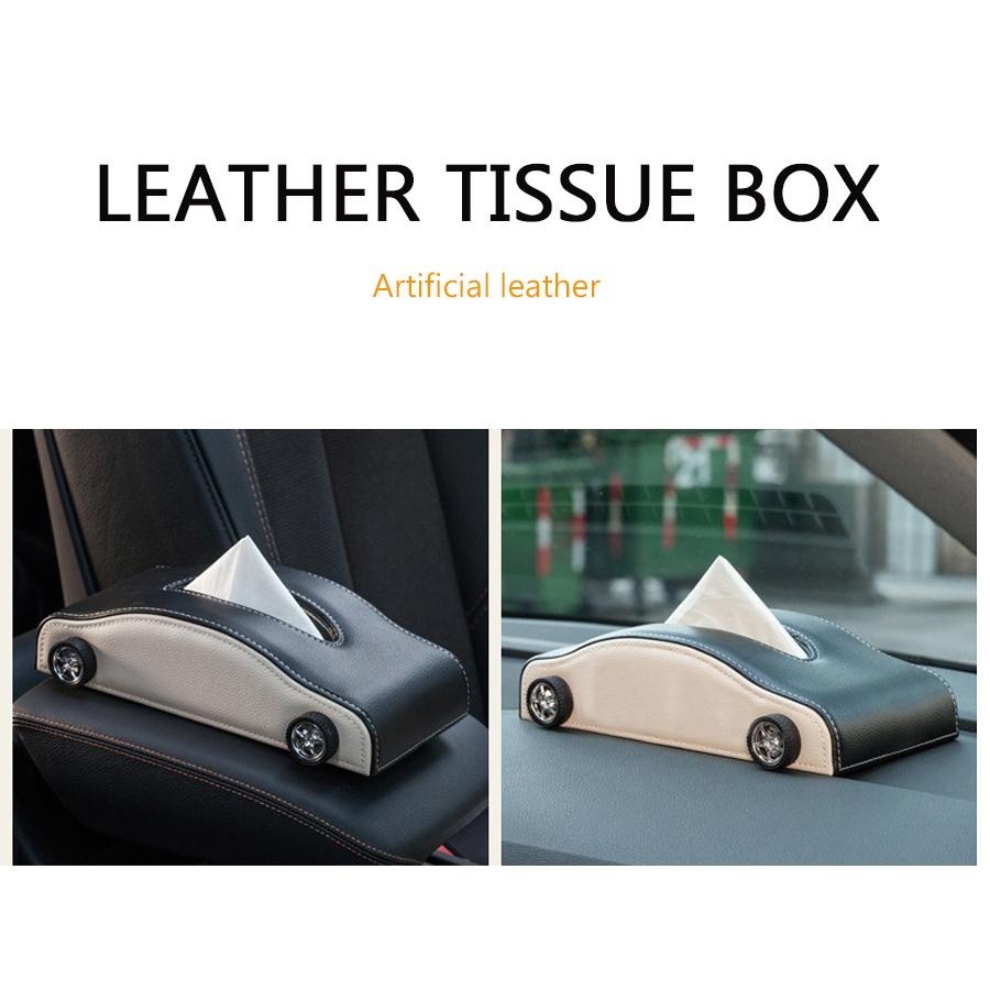 High-end Fashion Pu Leather Car Tissue Box Holder Business Armrest Box Tissue Box Cover Car Tissue Holder with Magnetic Bottom
