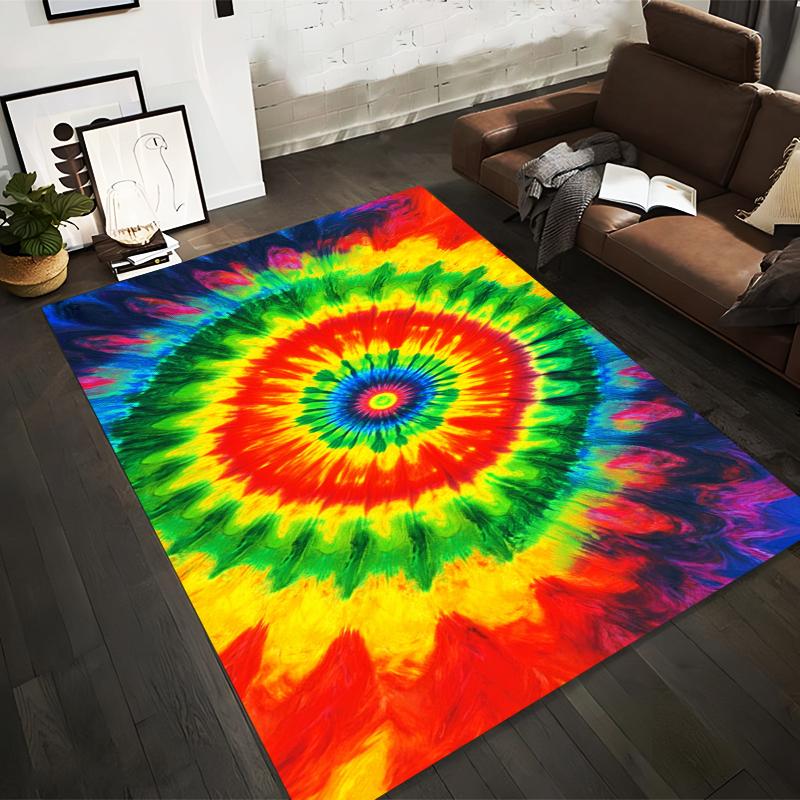 

Tie Dye Rainbow Mandala Carpet - Colorful Living Room Area Rug Suitable for use as an anti-slip for living room bedroom sofas 40x60cm( 15x23in )