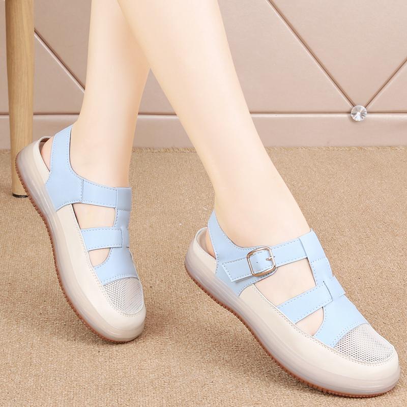 Sommer Damen Römersandalen Strandschuhe Lässige Zehenbedeckte Wandersandalen für Mädchen Übergröße