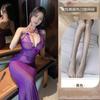 Sexy lingerie sexy perspective long dress female deep v suspender flirting seduction bed dating pure lust passion