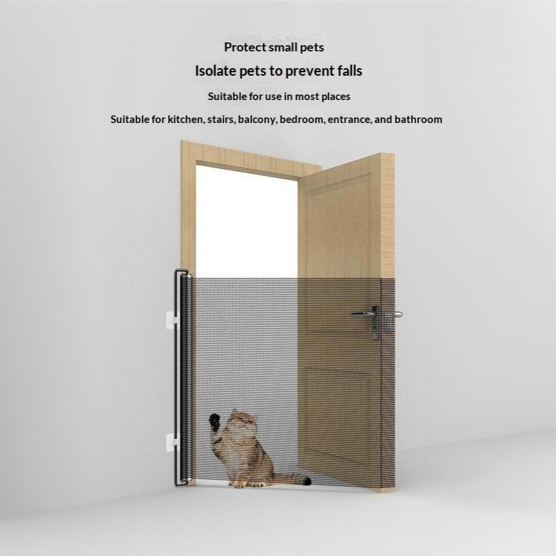 Retractable Pet Gate Screen Door-Stair Gates For Dog Cat Portable Dog Gates With Reinforced Strip Design To Prevent Crawling
