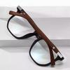 High-End Retro Anti-Blue Light Glasses with Wood Grain Legs and Myopia Plano Lenses