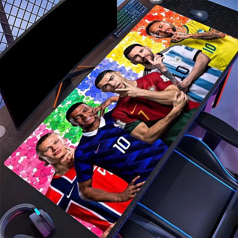 Football Superstars Group Portrait Large Gaming Mouse Pad Non Slip Extended Desk Mat For Keyboard Laptop Gamer Table Decor