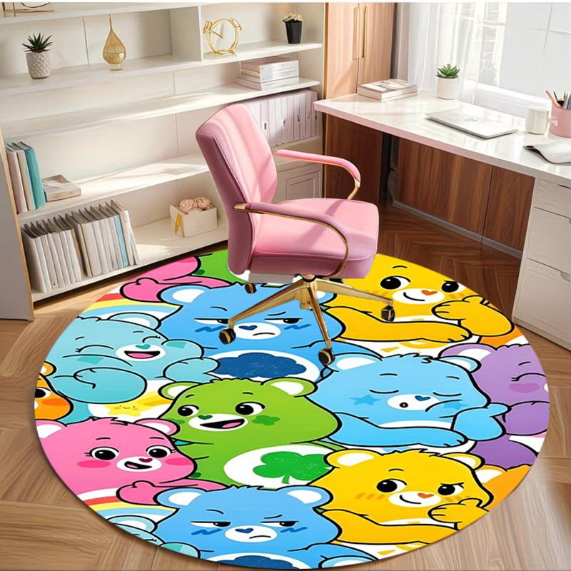 Care Bears Print Round Rug, Washable Floor Carpet, For Entryway Dorm Laundry Room Office Study, Home Decor Birthday Christmas Gift