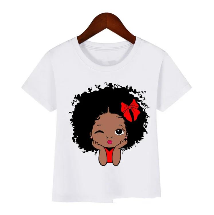 Summer Melanin Baby Girls Tshirt Cute Black Girl Magic Toddler Kids Top Tee Funny Lovely Childrens Polyester Fiber Clothing