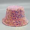 Sequined Bucket Hat Men and Women European and American Fashion Joint Versatile Casual Basin Hat Sun Hat Sun Protection Big Brim Jackson