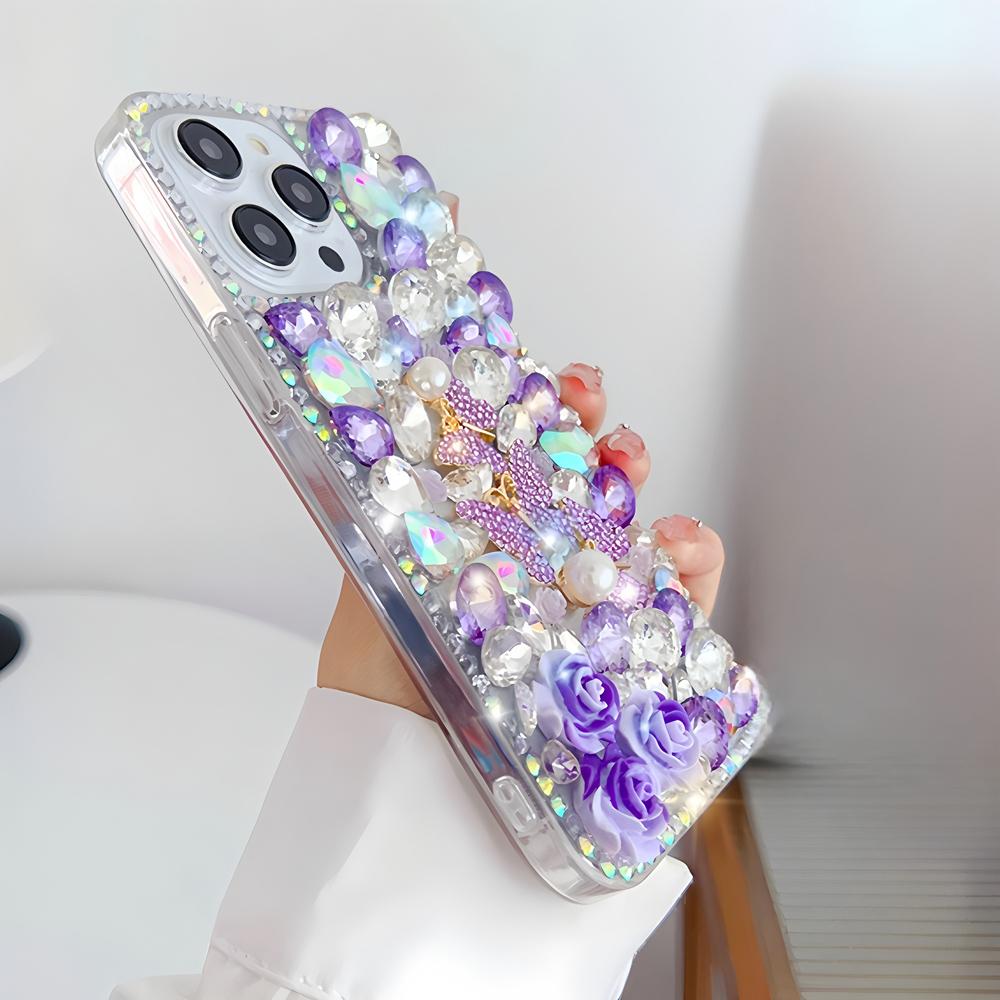 Glitter Bling Rhinestone Butterfly Rose Phone Case For XiaoMi 15 Ultra 14 Pro 14T 14A Plus 13 Lite 13T 12 12T 12S 12X 5G