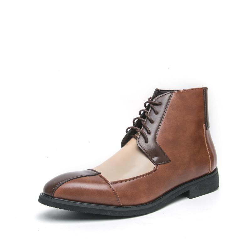 

Осенняя британская мужская молодежная мода высокие остроносые кожаные туфли мужские корейская версия тренд стилист Чжунбан Мартин короткие ботинки 48