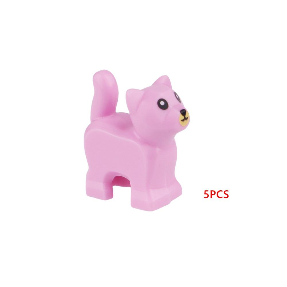 5 Stück/Set Tiere Niedliche Katze Schwein Schlange Figuren DIY Bausteine Spielzeug für Kinder Geschenke Spielzeug Buntes Tier 38801 13786 1410pb01