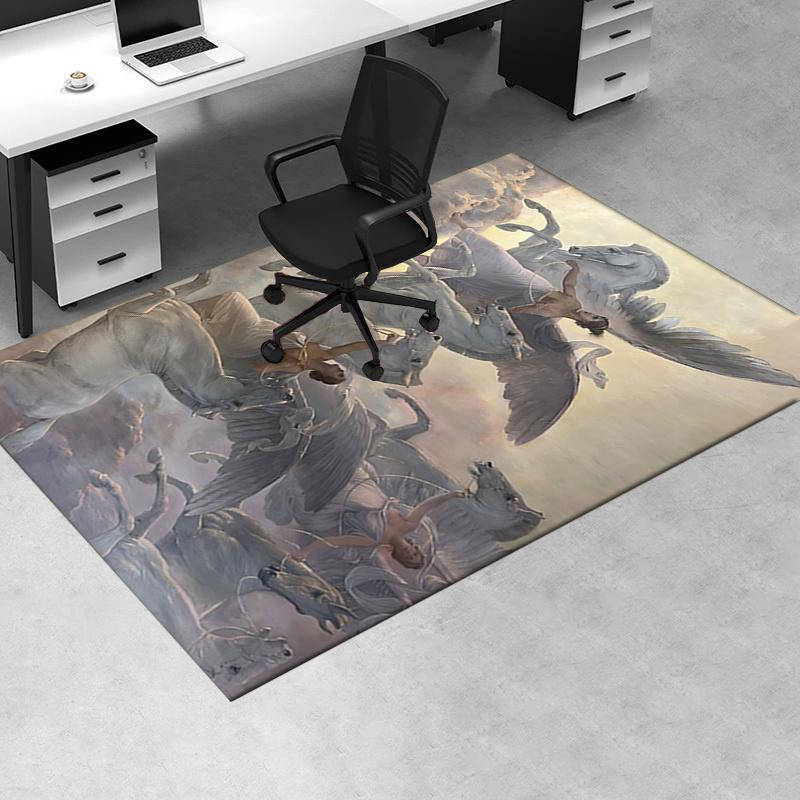 Charming Winged Horse Chair Mat Office Carpet for Home Decor, Suitable for Various Rooms