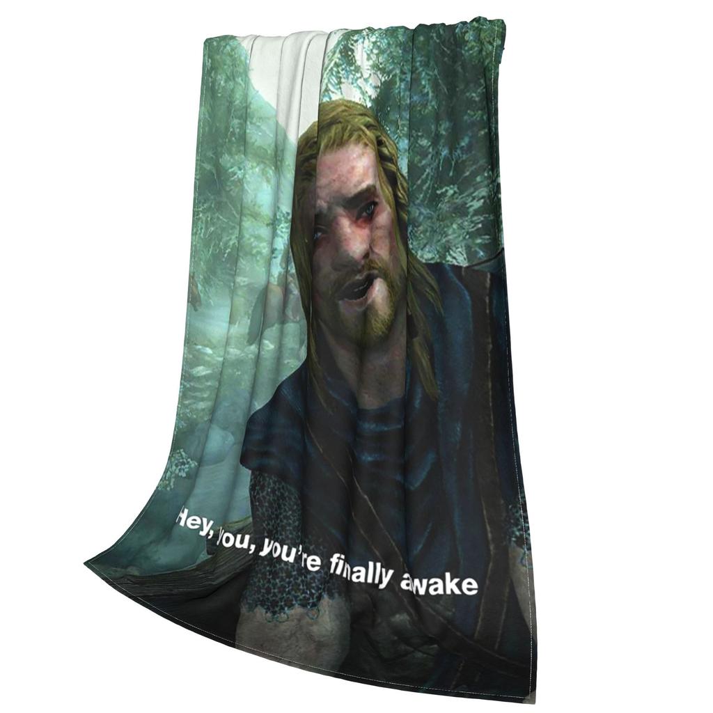 Hey Sen Nihayet Uyandın Skyrim Meme Battaniyeleri Yumuşak Sıcak Flanel Atkı Battaniye Peluş Yatak Oturma Odası Piknik Seyahat Ev İçin