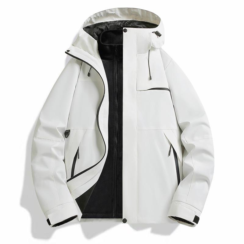 2025 Winter New Three-in-One Men's Casual Hooded Outdoor Jacket - Warm, Loose, Couple Style.