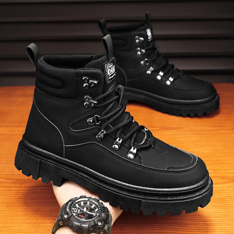 Nowe Męskie Klasyczne Jesienno-Zimowe Modne Wysokie Buty na Grubej Podeszwie do Skateboardingu Wygodne Miękkie Podeszwy Koszykarskie Sneakersy