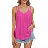 Women's Summer V-neck Circle Solid Color Casual Halter Top