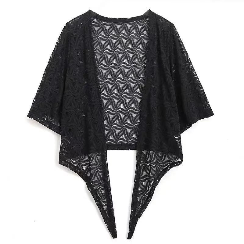 WTEMPO Women's Casual Solid Color Lace Sunscreen Shawls Coats Spring Summer Casual Versatile Thin Breathable Cardigans