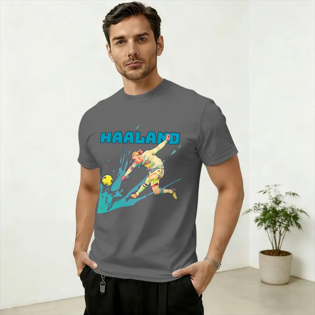 Unisexs TShirt Haaland Number 9 Novelty Cotton Tee Shirt Short Sleeve T Shirt O Neck Tops Printing