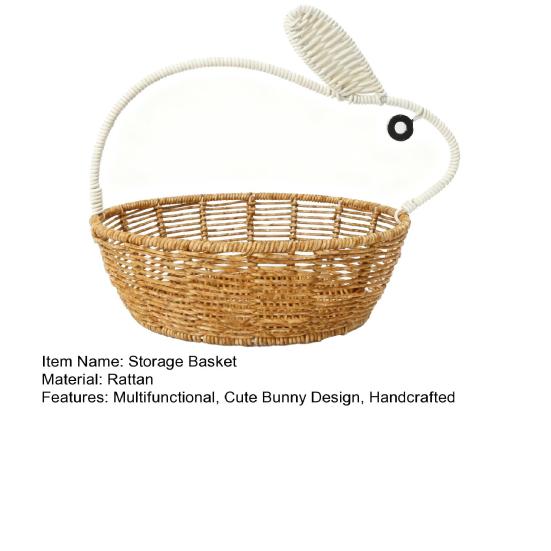 Rattan Bunny Basket Handwoven Basket with Bunny Ears Easter Rabbit Basket for Decoration Gifts Easter Eggs Candy Party Favors Storage